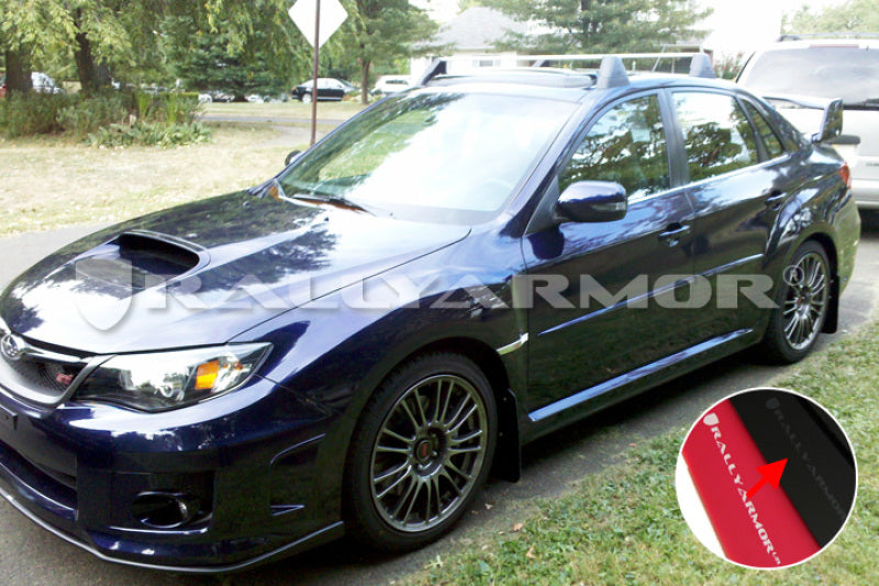 Rally Armor 11-14 Subaru WRX/STI (Sedan Only) Black UR Mud Flap w/ Grey Logo MF19-UR-BLK/GRY