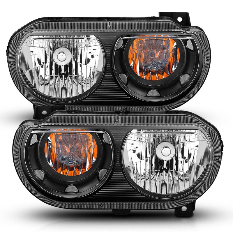 ANZO 2008-2014 Dodge Challenger Crystal Headlights Black 121526