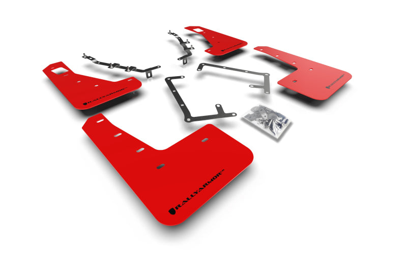 Rally Armor 2009-11 Ford Focus MK2 RS Red Mud Flap Black Logo MF56-UR-RD/BLK