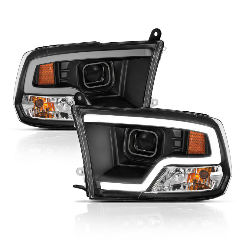 ANZO 09-18 Dodge Ram 1500 Plank Style Projector Headlights Black w/ Halo 111404