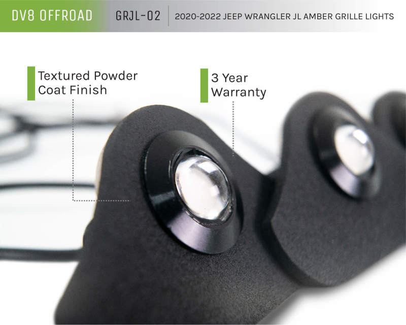 DV8 Offroad 2018+ Jeep JL Grill Amber Marker Lights GRJL-02