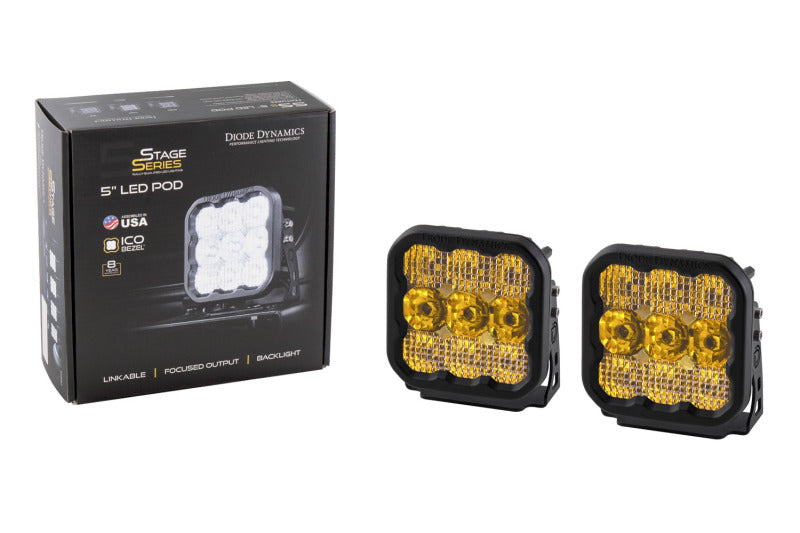 Diode Dynamics SS5 LED Pod Pro - Yellow Driving (Pair) DD6783P