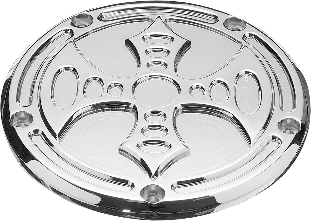 PREC. BILLET Billet Derby Cover Bad Axe Chrome BAX-230-5H-CHR