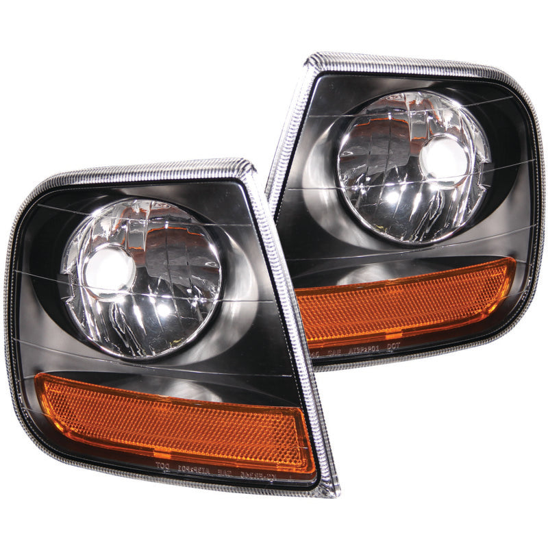 ANZO Corner Lights 1997-2003 Ford F-150 HARLEY DAVIDSON Style Corner Lights Black w/ Amber Reflector 521040
