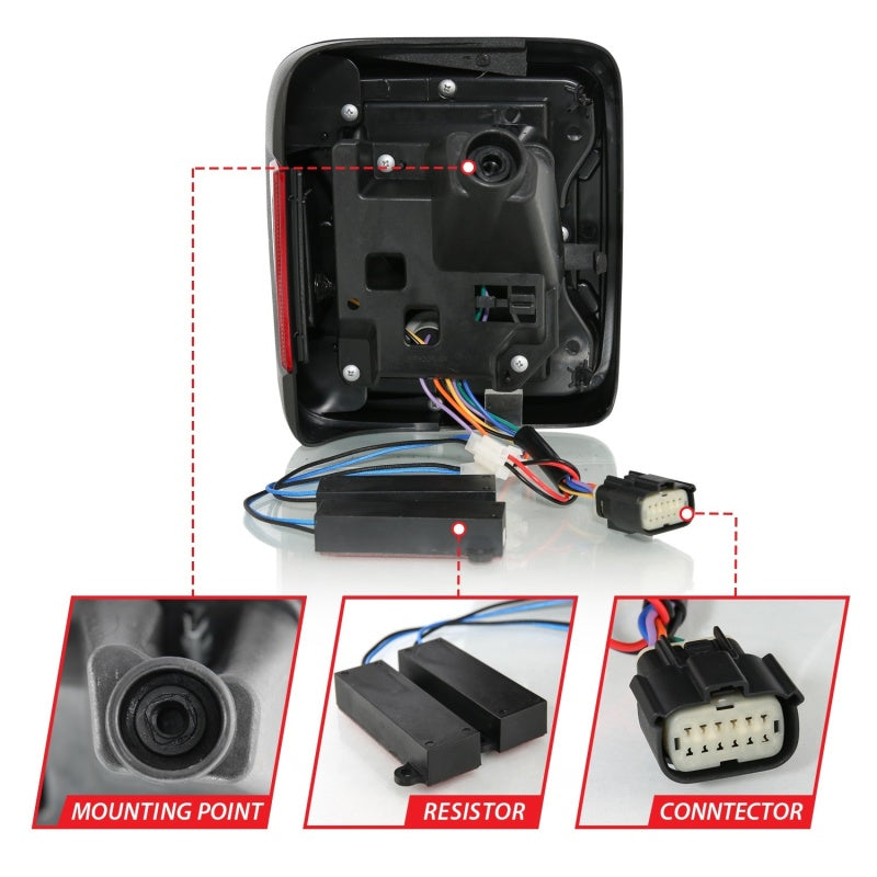 ANZO 18-19 Jeep Wrangler JL LED Taillights Black 311295