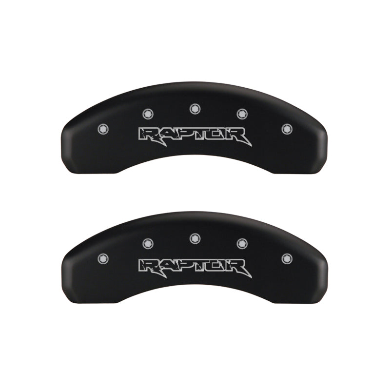 MGP 4 Caliper Covers Engraved Front & Rear Raptor Red finish silver ch 10213SRPTRD