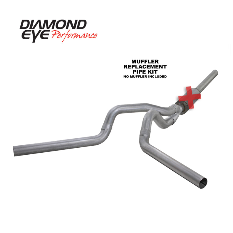 Diamond Eye KIT 4in CB MFLR RPLCMENT PIPE DUAL AL: 2004.5-2007.5 DODGE CUMMINS 600 K4236A-RP