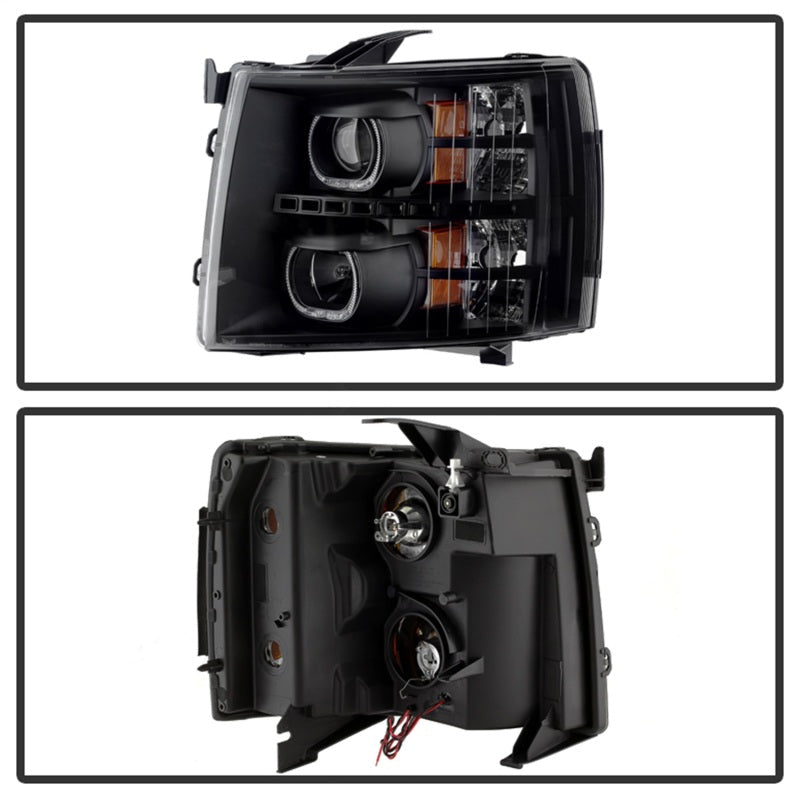 Xtune Chevy Silverado 1500/2500/3500 07-13 LED Halo Projector Headlights Black PRO-JH-CSIL07-CFB-BK 9032189