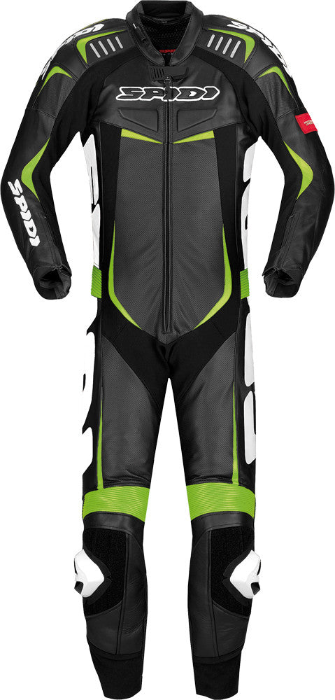 SPIDI Track Wind Pro Leather Suit Black/Green E54/Us44 Y120-494-54