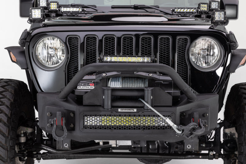 Go Rhino 07-20 Jeep Wrangler JL/JLU/JK/JKU/Gladiator JT Rockline Front Stubby Bumper w/ Overrider 331101T