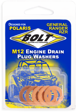 BOLT Engine Drain Plug Wshr M12x20 Copper 5pk RZR-CPR12