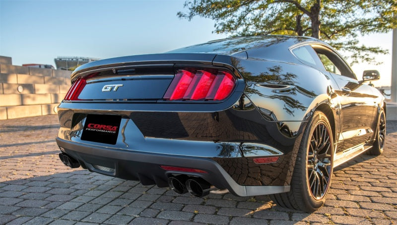 Corsa 15-16 Ford Mustang GT 5.0 3in Cat Back Exhaust Black Quad Tips (Sport) 14337BLK