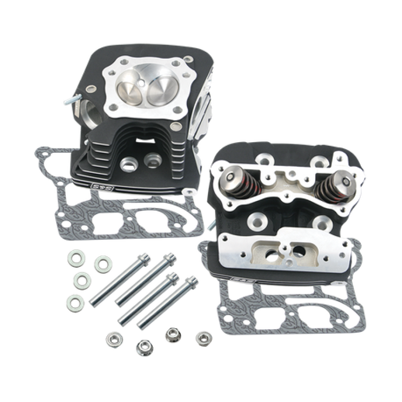 S&S Cycle 2006 Dyna 91cc .032in Manifold Surface Cylinder Heads - Wrinkle Black 900-3249