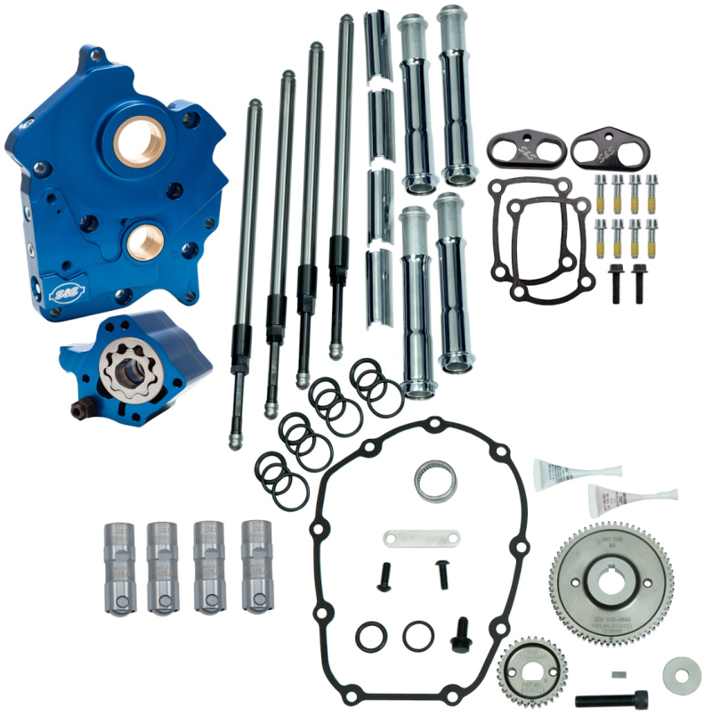 S&S Cycle 2017+ M8 Water Cooled Models Gear Drive Cam Chest Kit w/o Cam - Chrome Pushrod Tubes 310-1261