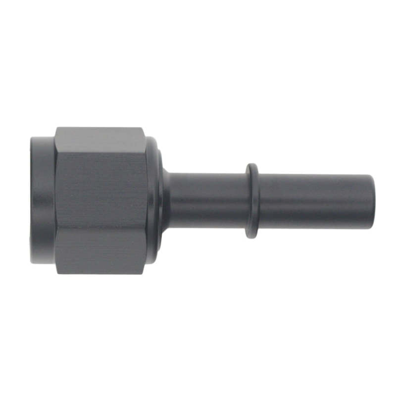 DeatschWerks 8AN Female Flare Swivel to 3/8in Male EFI Quick Disconnect - Anodized Matte Black 6-02-0133-B