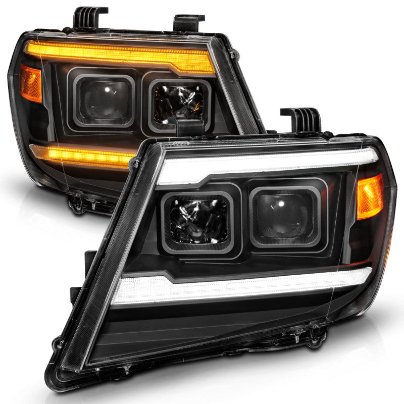 ANZO 09-20 Nissan Frontier Black Projector Plank Style DRL w/ Switchback & Sequential LED DRL 111597