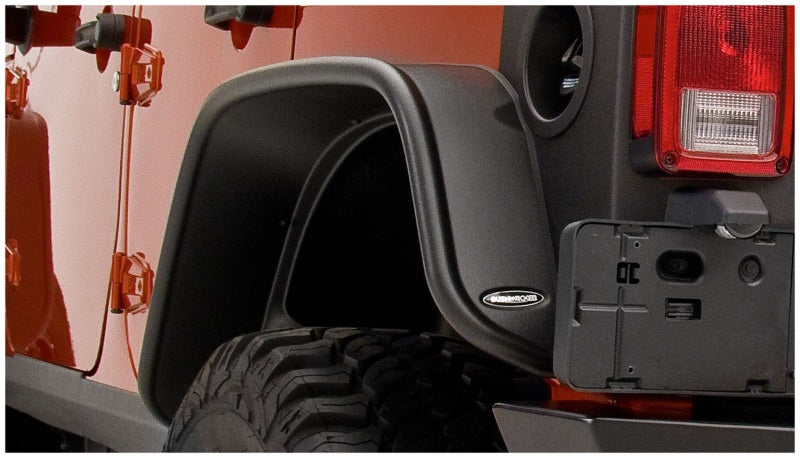Bushwacker 07-18 Jeep Wrangler Unlimited Flat Style Flares 2pc 4-Door Sport Utility Only - Black 10050-07