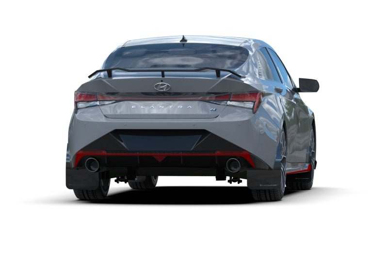 Rally Armor 2022 Hyundai Elantra N & N Line Black UR Mud Flap w/ Light Blue Logo MF79-UR-BLK-PBL