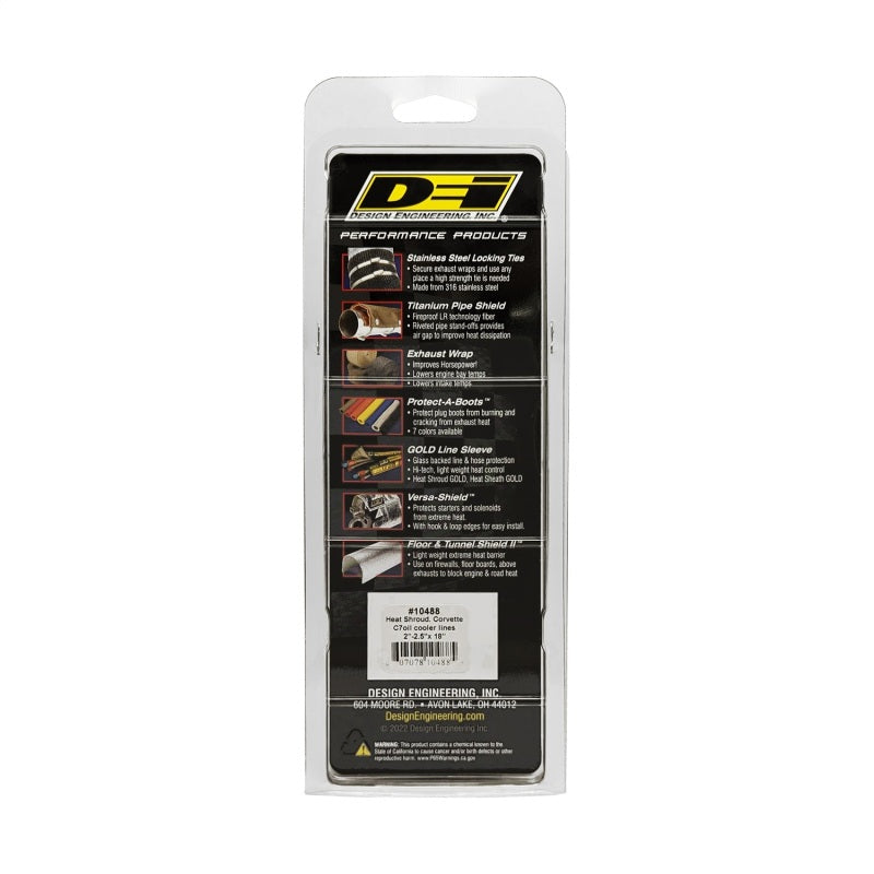 DEI Corvette C7 Oil Cooler Line Sleeves 2in - 2-1/2in x 18in Heat Shroud 10488
