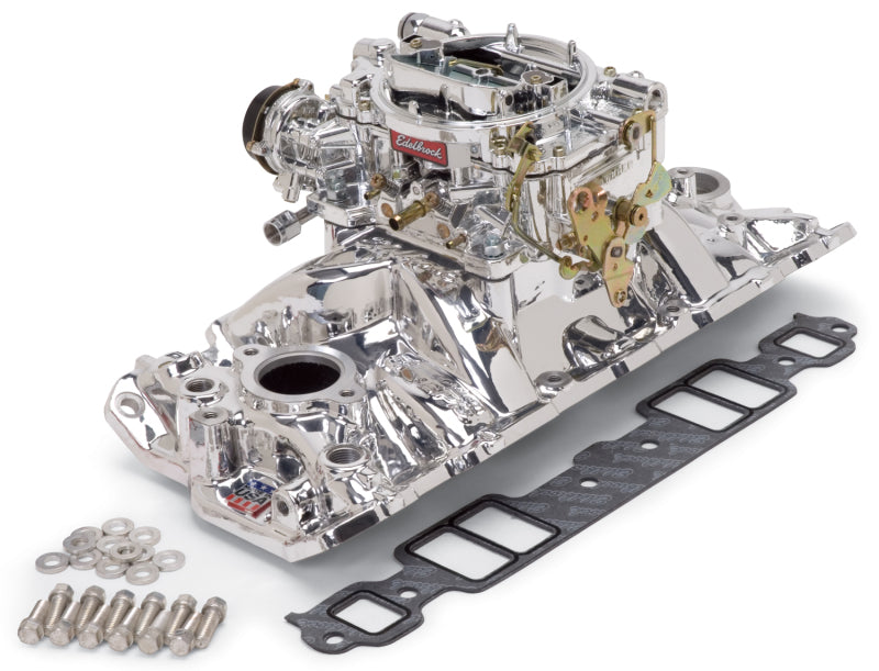 Edelbrock Manifold And Carb Kit Performer Eps Small Block Chevrolet 1957-1986 Natural Finish 2021
