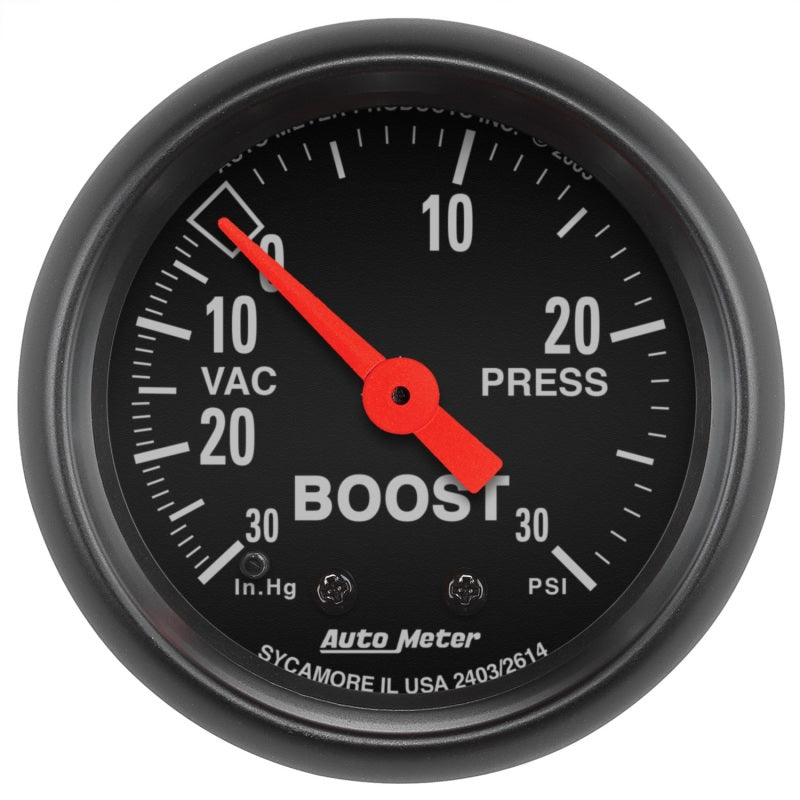 Autometer Z Series 52mm 30 In Hg.-Vac. / 30 PSI Boost / Vacuum Gauge 2614