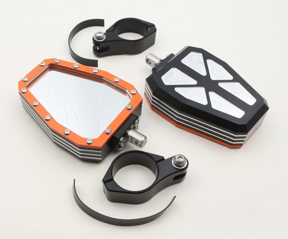 MODQUADBillet Side Mirrors Diamond W/Bezel Orange 1.75"R-SIDE-BEZ-OR
