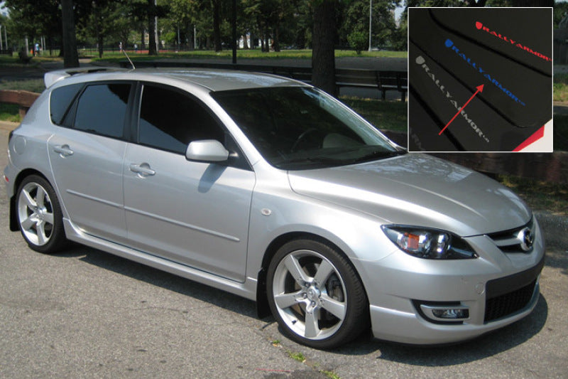 Rally Armor 04-09 Mazda3/Speed3 Black UR Mud Flap w/ Blue Logo MF9-UR-BLK/BL