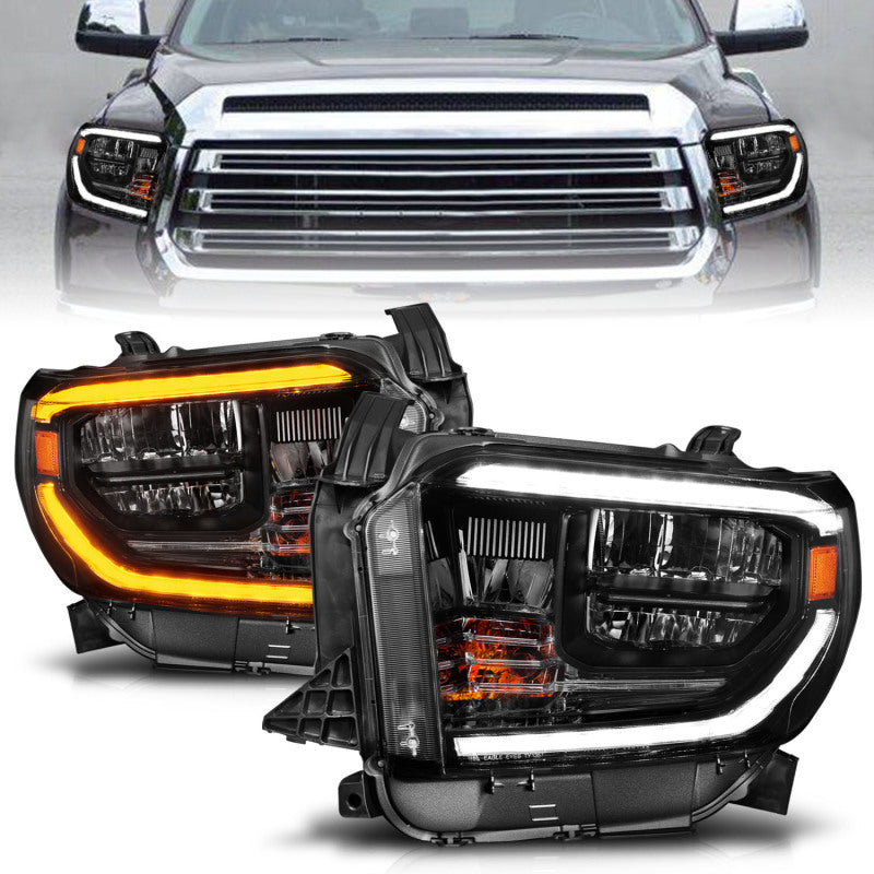 ANZO 2014-2017 Toyota Tundra LED Crystal Headlights w/ Switchback Black Housing w/ DRL 111531