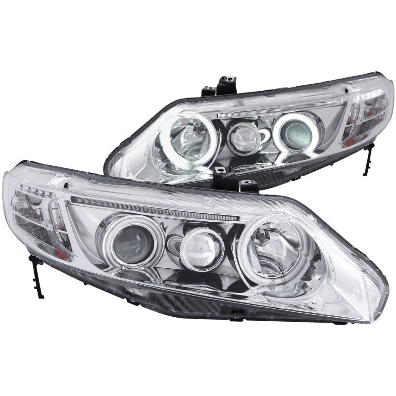 ANZO 2006-2011 Honda Civic Projector Headlights w/ Halo Chrome (CCFL) 121061