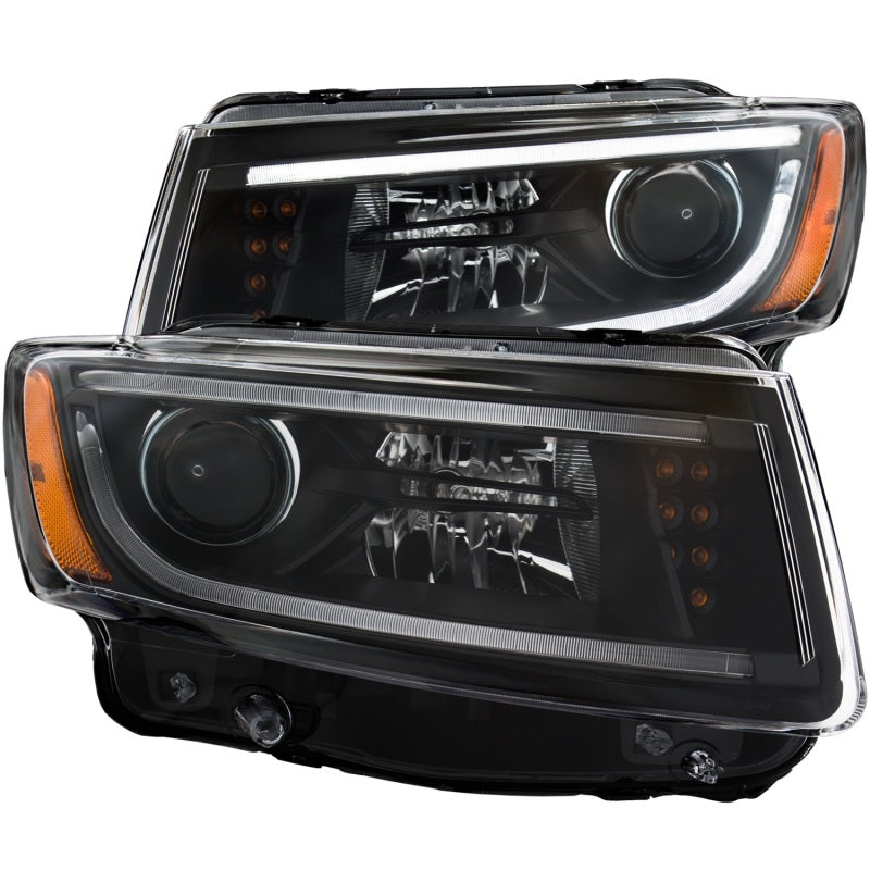 ANZO 2014-2015 Jeep Grand Cherokee Projector Headlights w/ Plank Style Design Black 111329