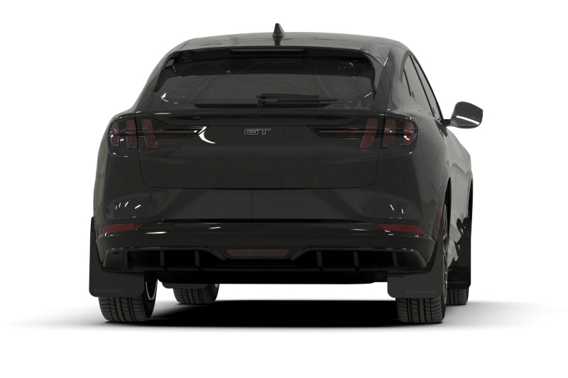 Rally Armor 21-23 Ford Mustang Mach-E Black UR Mud Flap w/ Dark Grey Logo MF96-UR-BLK-DGRY