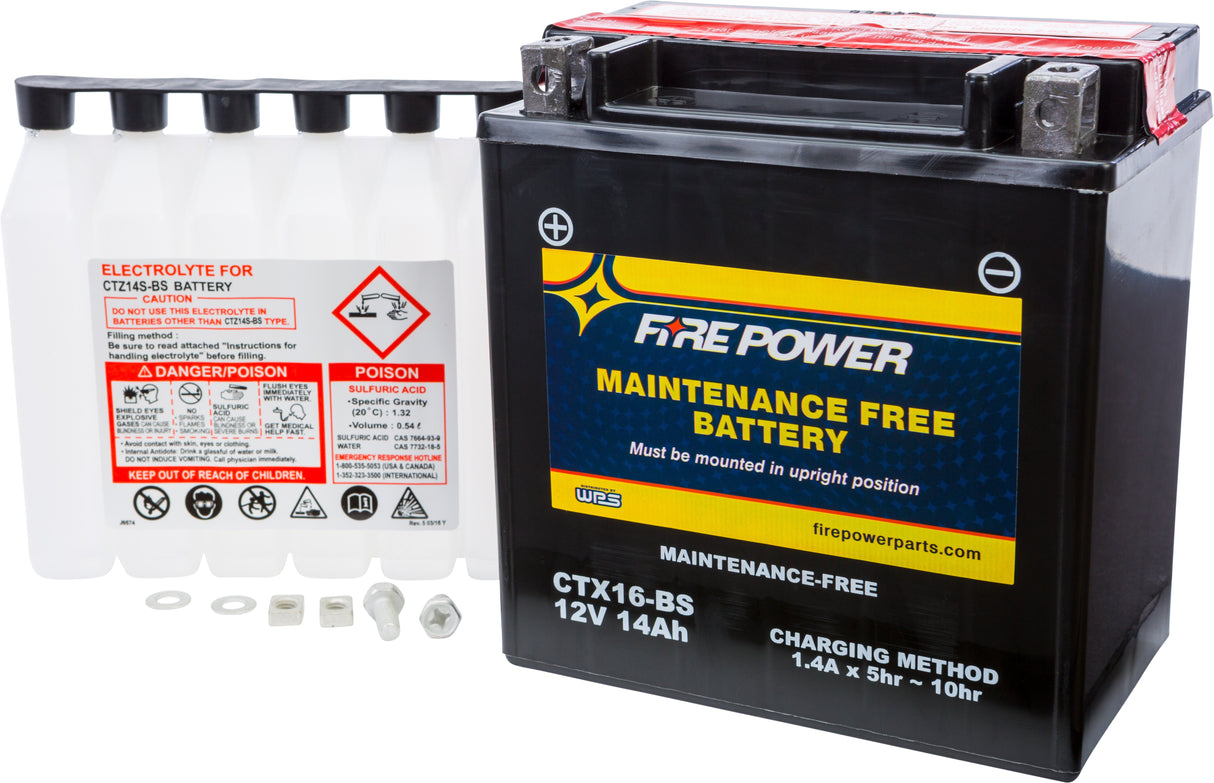 FIRE POWER Battery Ctx16-Bs Maintenance Free CTX16-BS
