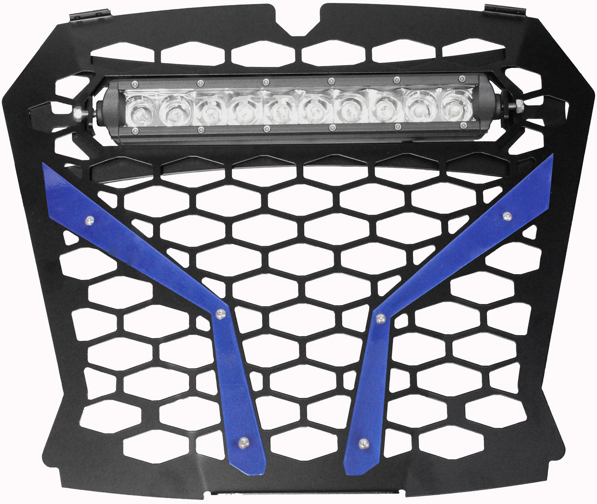 MODQUADFront Grill Blue Pol Rzr S With 10" LightRZR-FGLS-XP1KS-BL