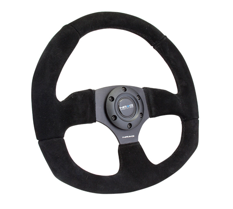 NRG Reinforced Steering Wheel (320mm Horizontal / 330mm Vertical) Black Suede w/Black Stitching RST-009S