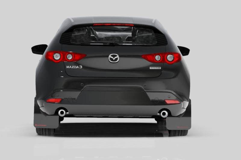 Rally Armor 2019+ Mazda3 GT Sport Hatch UR Black Mud Flap w/ White Logo MF61-UR-BLK/WH