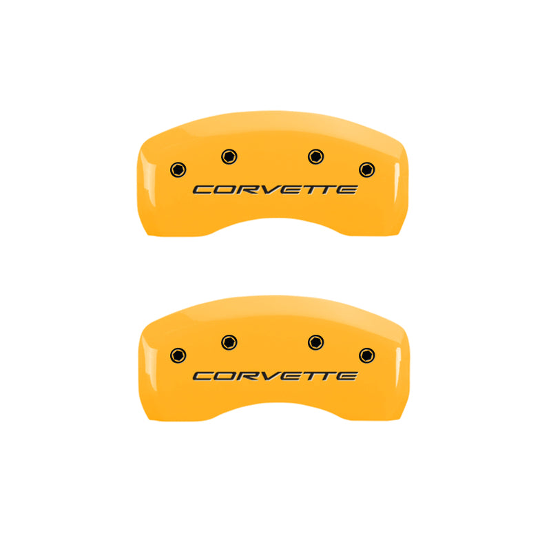 MGP 4 Caliper Covers Engraved Front & Rear C5/Corvette Yellow finish black ch 13007SCV5YL