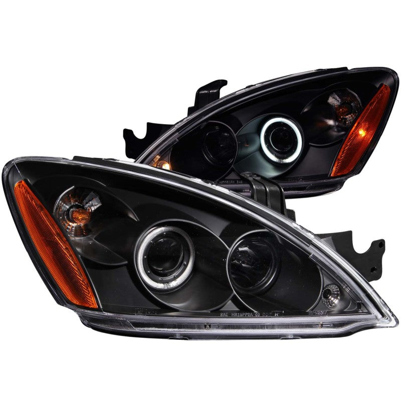ANZO 2004-2007 Mitsubishi Lancer Projector Headlights w/ Halo Black (CCFL) 121102