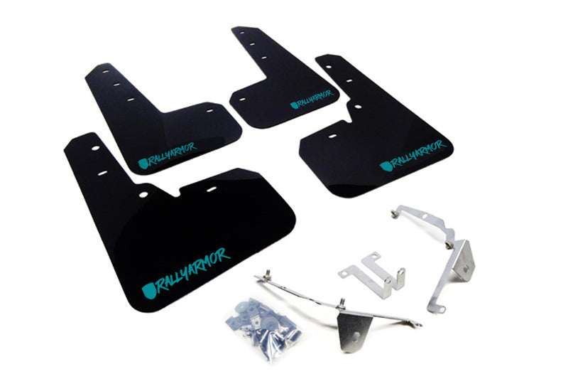 Rally Armor 13-17 Subaru Crosstrek XV Black UR Mud Flap w/ Teal Altered Font Logo MF26-UR-BLK/TL-X
