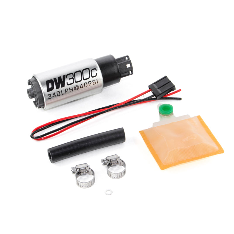 DeatschWerks 340lph DW300C Compact Fuel Pump w/ Universal Install Kit (w/o Mounting Clips) 9-307-1000