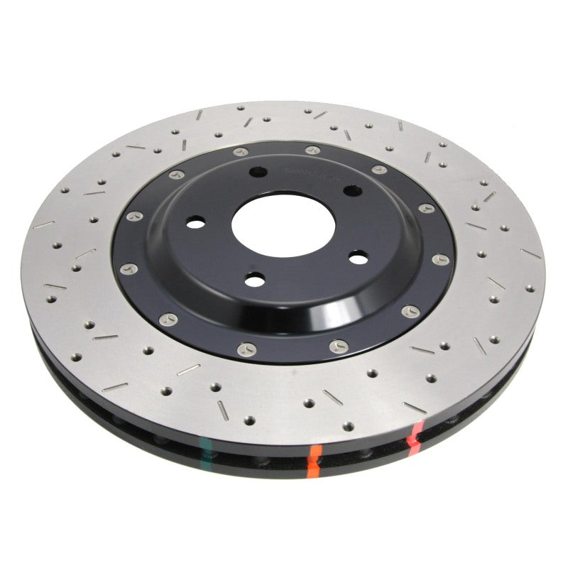 DBA 09+ Nissan GTR R-35 Front Drilled & Slotted 5000 Series 2 Piece Rotor Assembled w/ Black Hat (Av 52320BLKXS