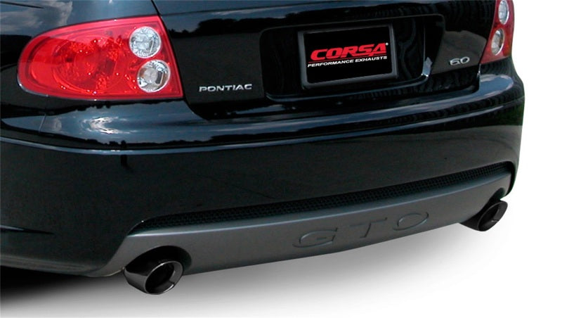 Corsa 05-06 Pontiac GTO 6L V8 2.5in Sport Cat-Back Exhaust + XPipe w/Dual Exit Single 4in BlackTips 14189BLK