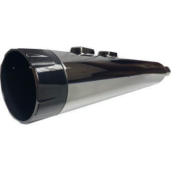 BASSANI XHAUST 4-1/2" Slip-On Mufflers - Chrome with Black End Cap - Twin Cam Touring 09-16 1F744