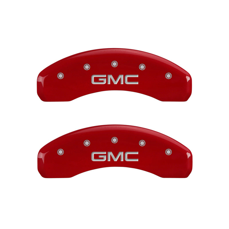 MGP 4 Caliper Covers Engraved Front & Rear GMC Red finish silver ch 34015SGMCRD