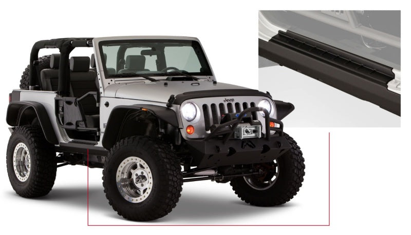 Bushwacker 07-18 Jeep Wrangler Trail Armor Rocker Panel and Sill Plate Cover - Black 14011