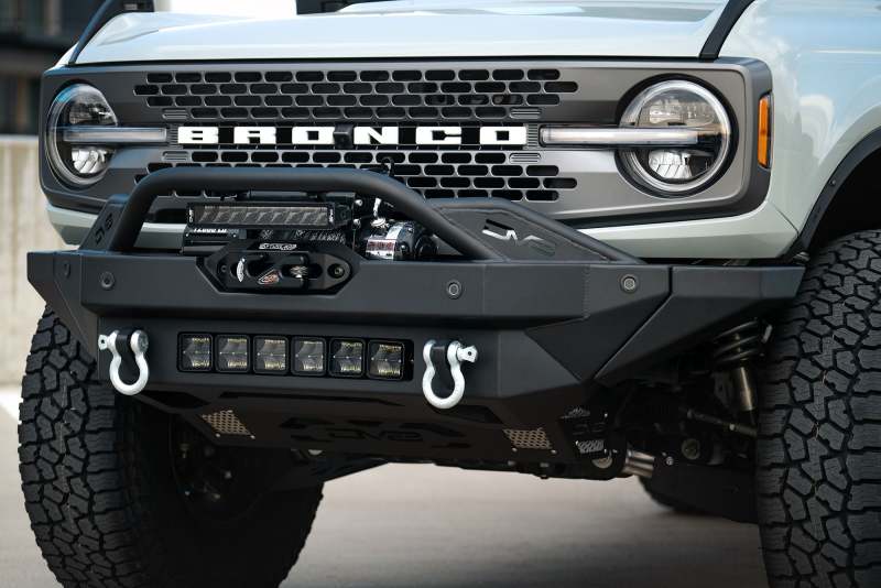 DV8 Offroad 2021+ Ford Bronco Modular Front Bumper Winch Capable w/ Auxiliary Light Mounts FBBR-02