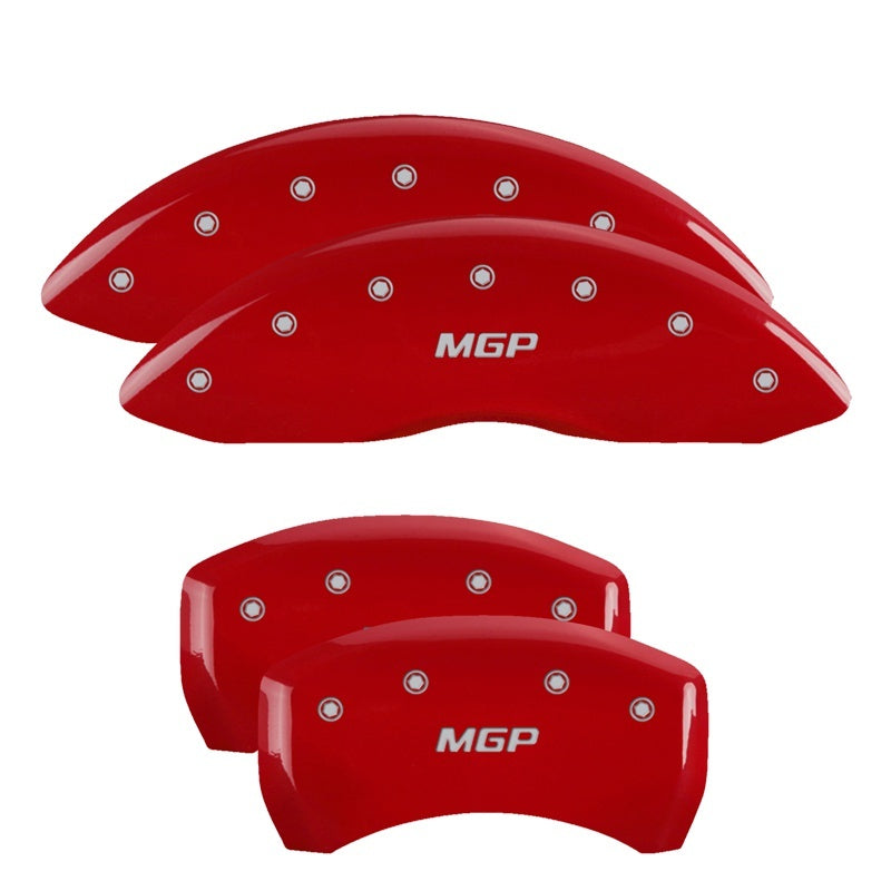 MGP 4 Caliper Covers Engraved Front & Rear MGP Red Finish White Characters 2018 Toyota Camry L/LE/SE 16237SMGPRD