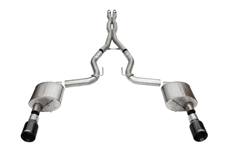 Corsa 24 Ford MustangGT Xtreme Cat-Back Ex.Sys 3.0in Dual Rear Exit w/4.5in Blk PVD StraightCut Tip 21251BLK