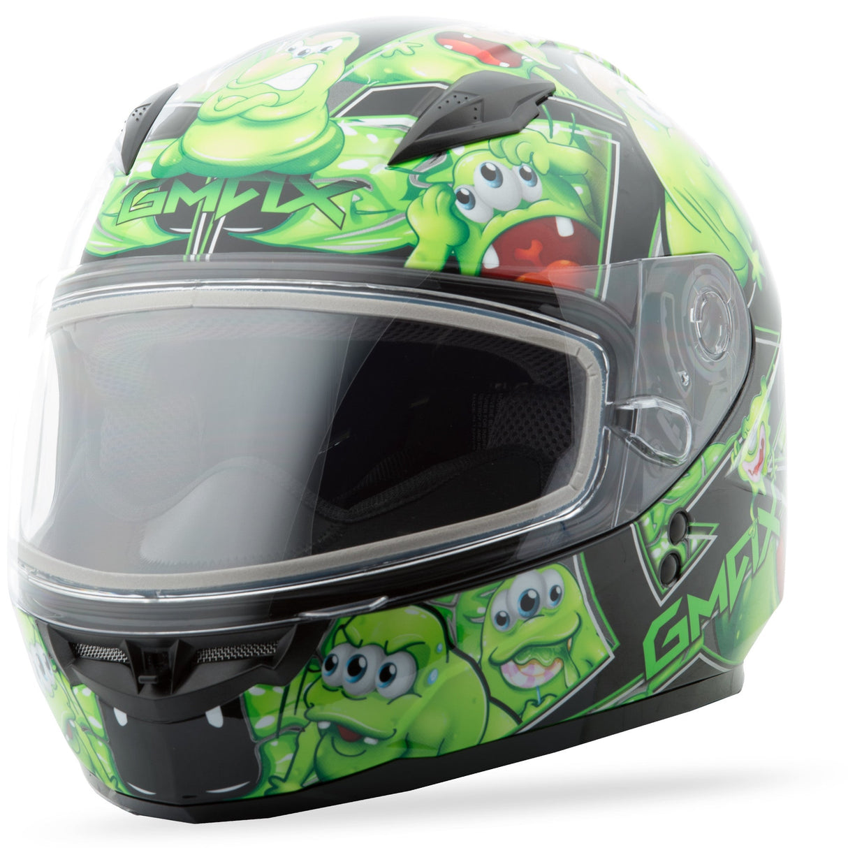 GMAX Gm-49y Snow Helmet Attack Black/Green Ym G2494221 TC-3