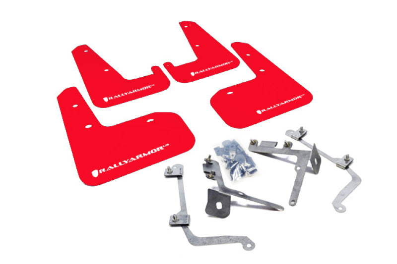 Rally Armor 11-14 Subaru WRX/STI (Sedan Only) Red UR Mud Flap w/ White Logo MF19-UR-RD/WH