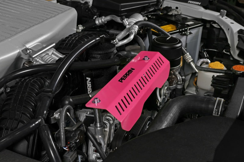 Perrin 22-23 Subaru WRX Pulley Cover (Short Version - Works w/AOS System) - Hyper Pink PSP-ENG-154HP